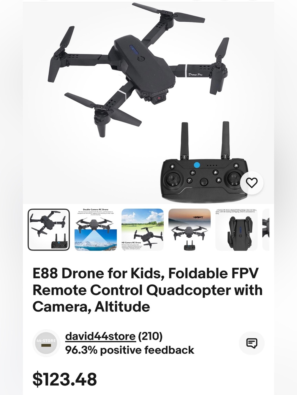 E88 Foldable FPV Drone with Camera - Black